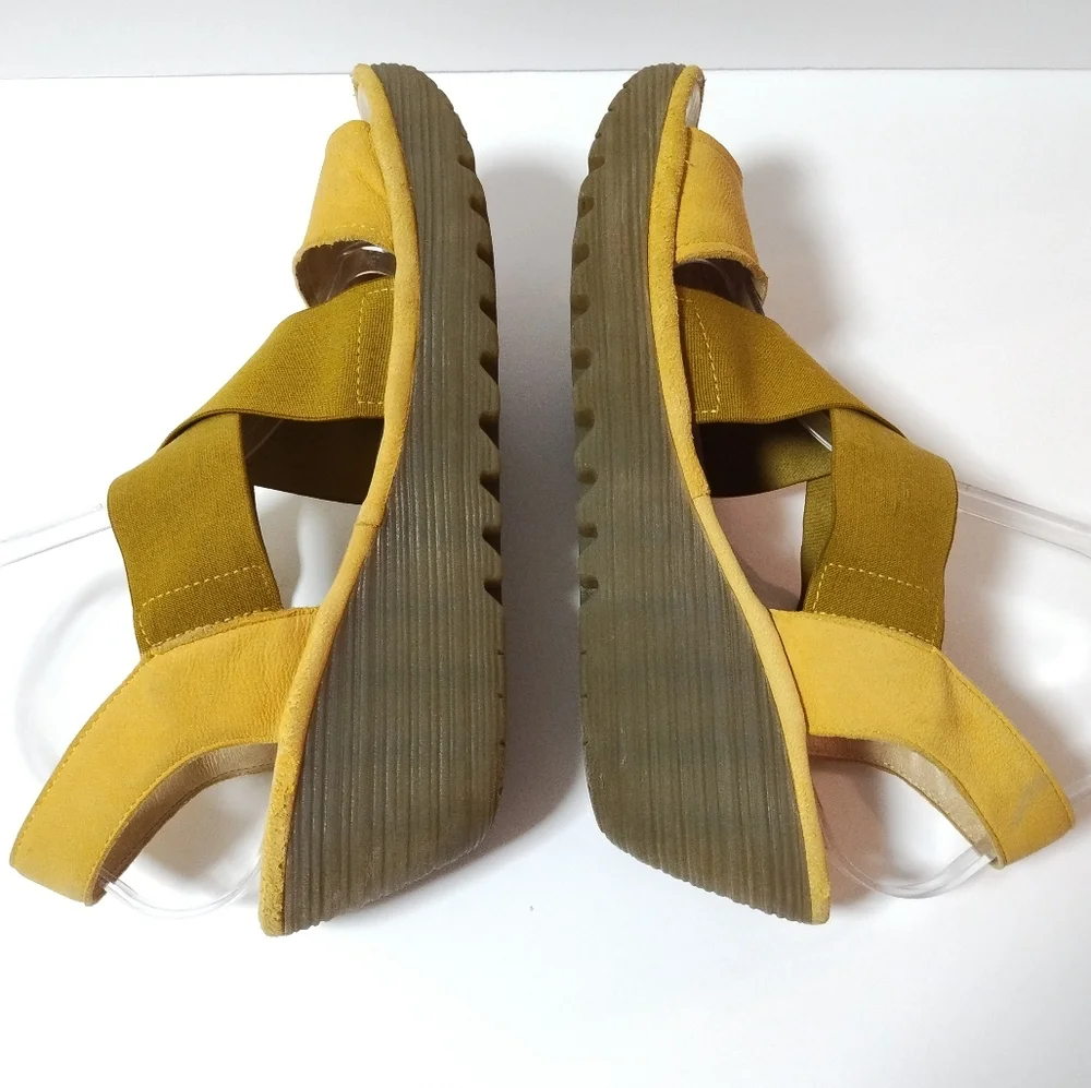 FLY London Women's Wedge Slingback Open Toe Slip-on Platform Leather Sandals 41
